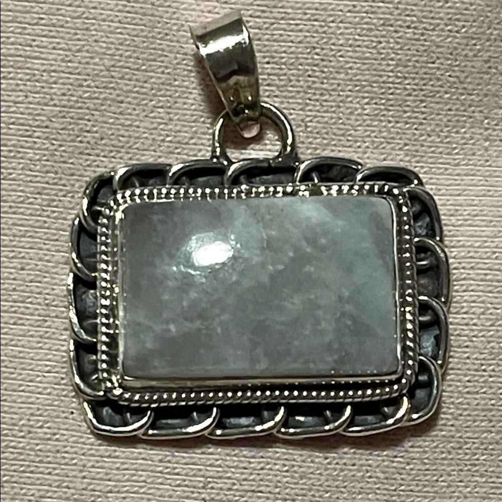 Sterling Silver Moonstone Pendant – 1.5” x 1” + Bail – NWOT